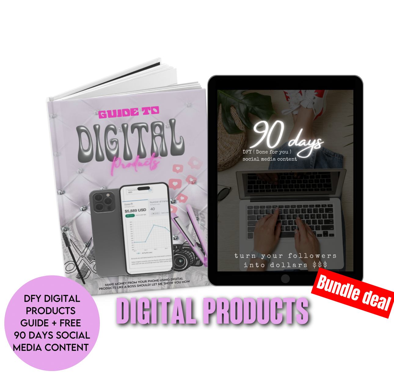 DFY DIGITAL PRODUCTS BUNDLE +  90 DAY CONTENT IDEAS